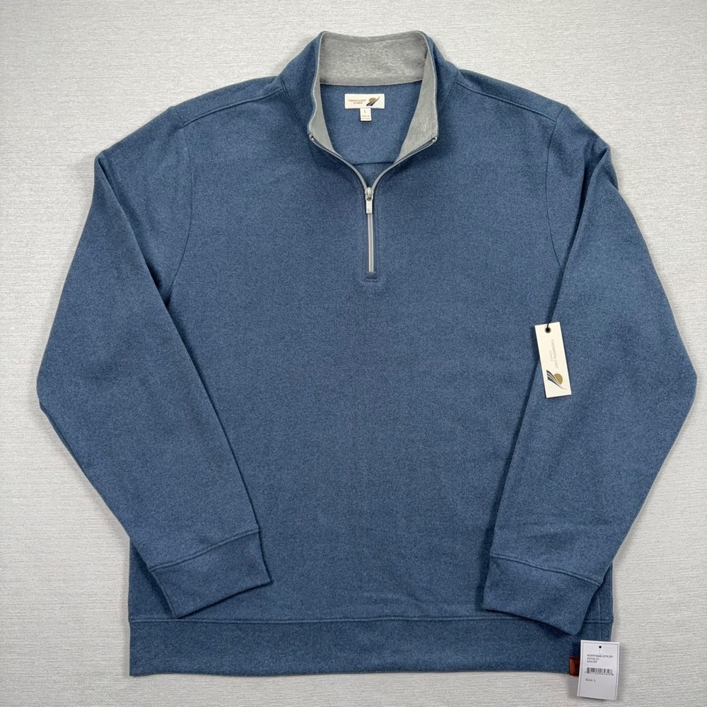 Fundamental Coast Northend 1/4 Zip Pullover Mens Size L Blue Polyester Spandex